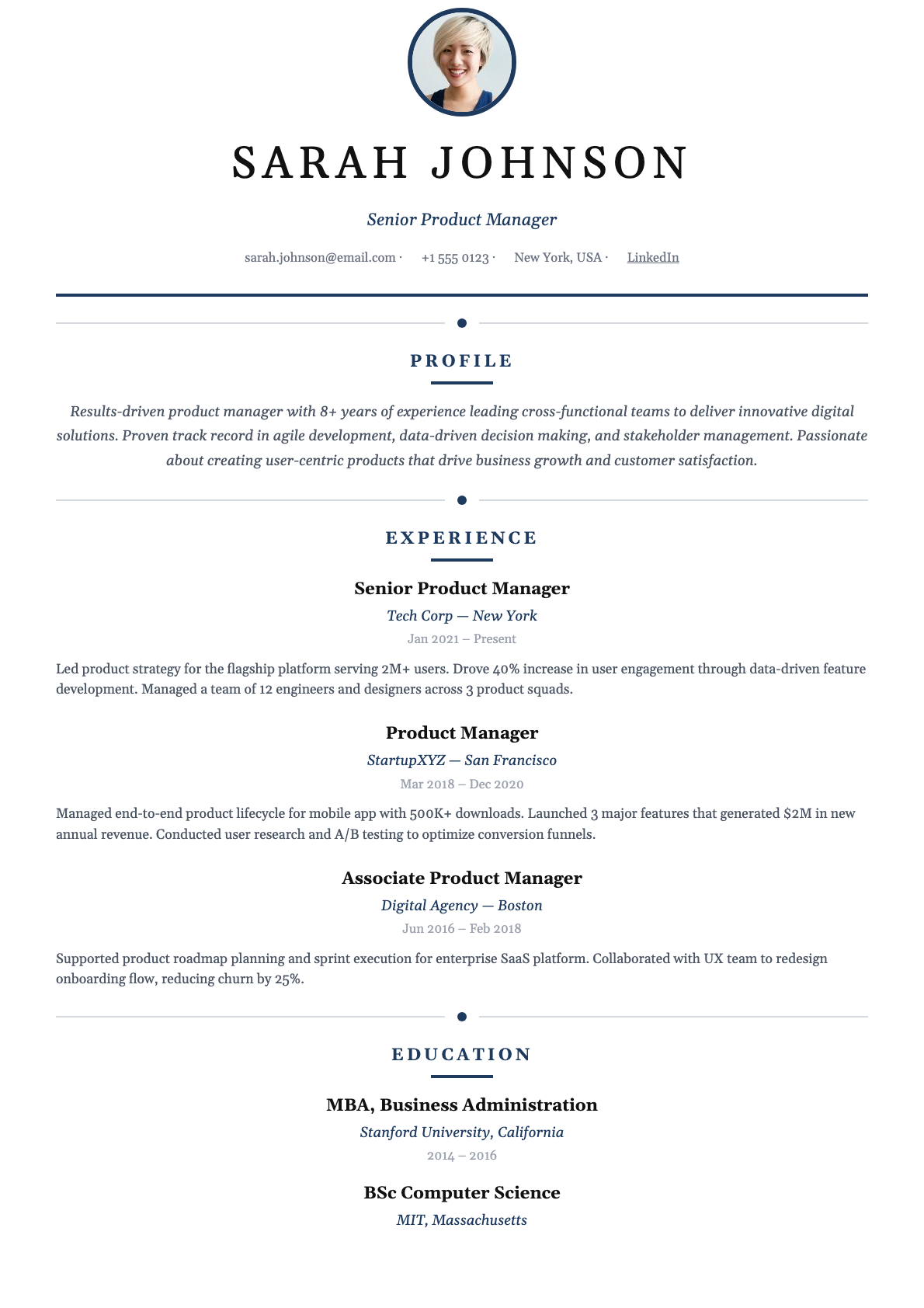 Elegant CV template