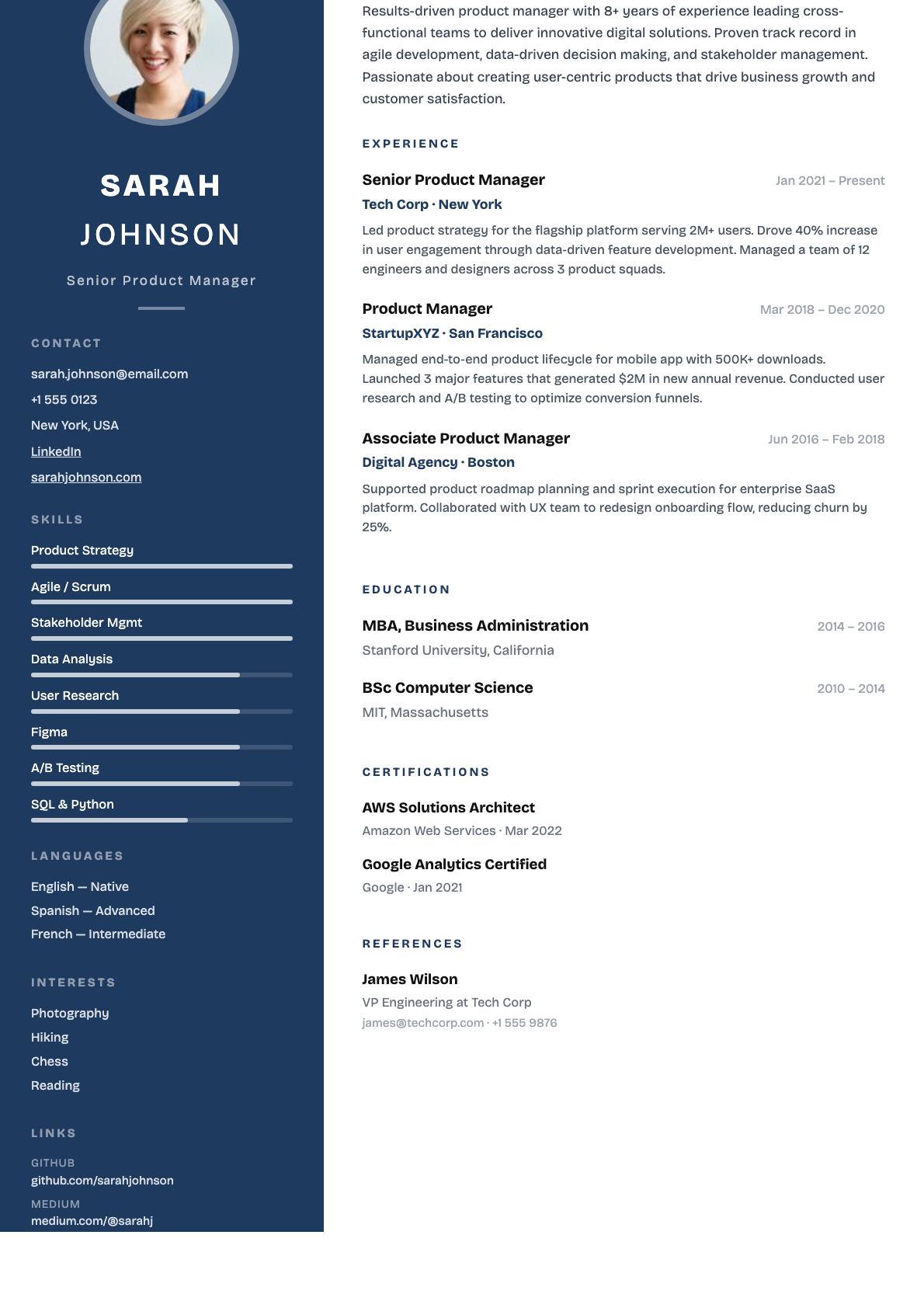 Executive CV template