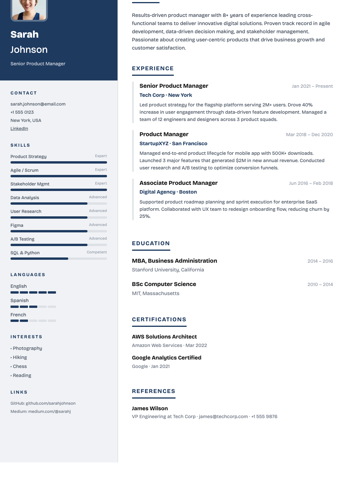 Slate CV template